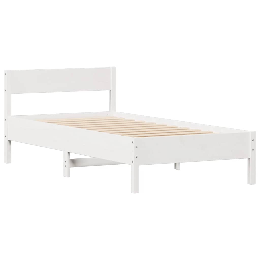 fehér tömör fenyőfa ágy matrac nélkül 75 x 190 cm