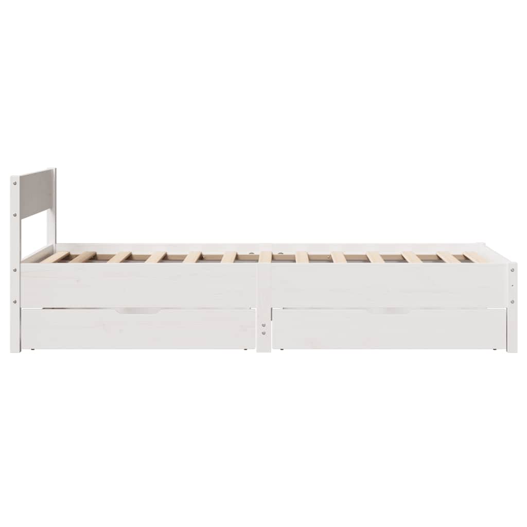 fehér tömör fenyőfa ágy matrac nélkül 75 x 190 cm