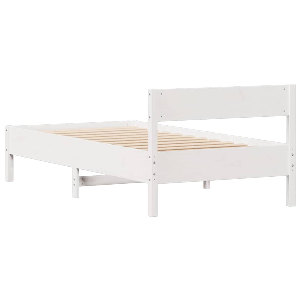 fehér tömör fenyőfa ágy matrac nélkül 75 x 190 cm