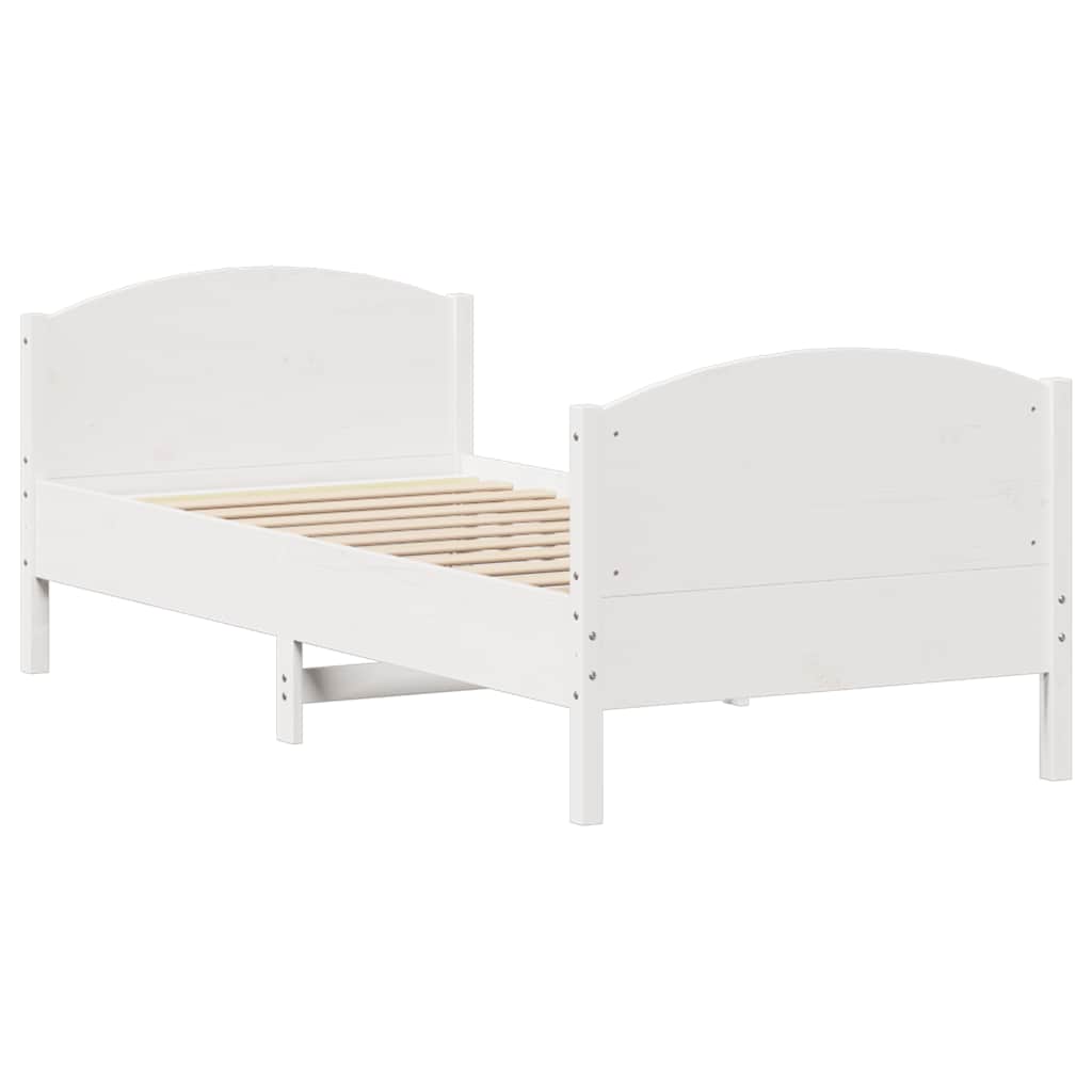 fehér tömör fenyőfa ágy matrac nélkül 90 x 200 cm