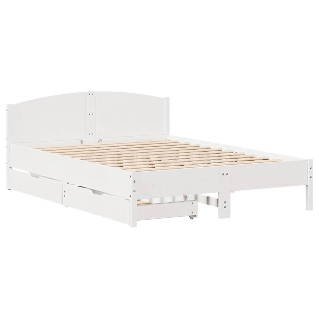 fehér tömör fenyőfa ágy matrac nélkül 120 x 200 cm