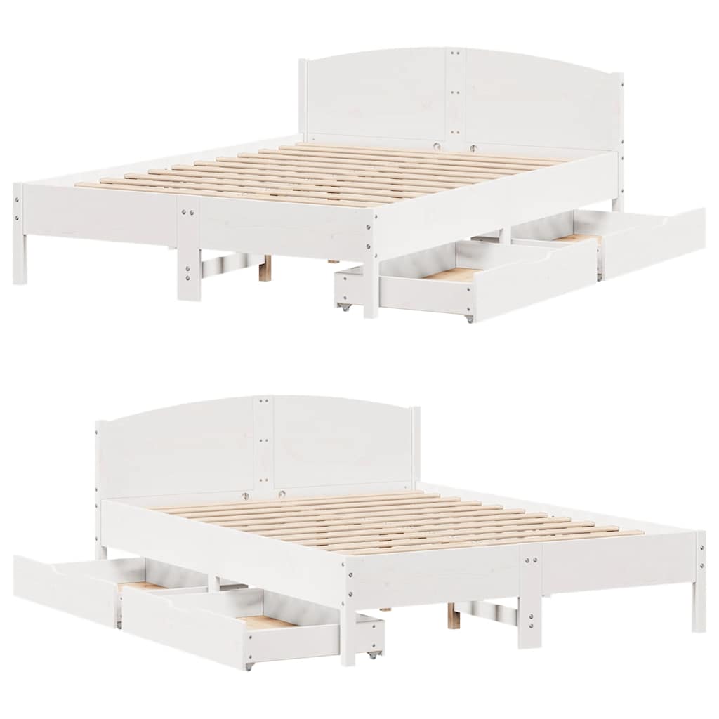 fehér tömör fenyőfa ágy matrac nélkül 120 x 200 cm
