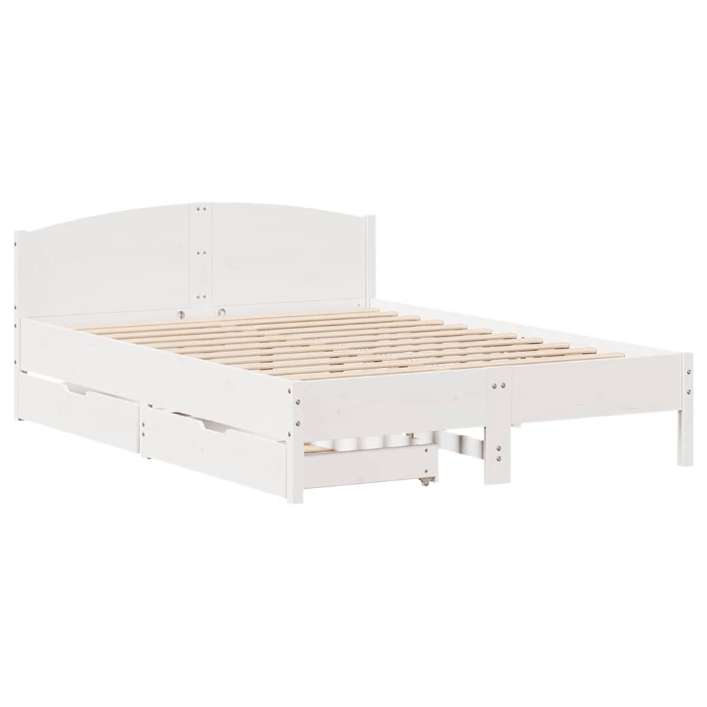 fehér tömör fenyőfa ágy matrac nélkül 135 x 190 cm