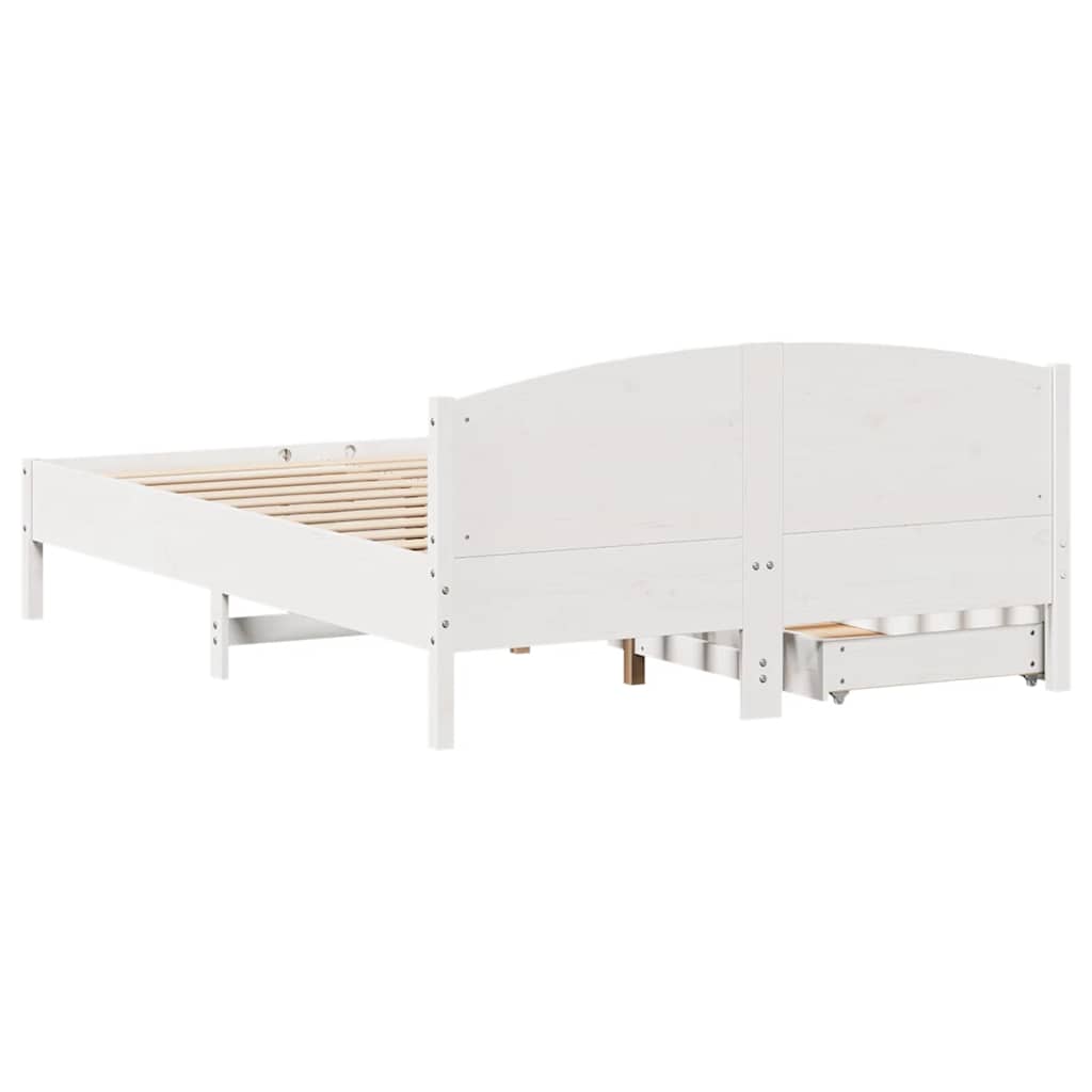 fehér tömör fenyőfa ágy matrac nélkül 135 x 190 cm