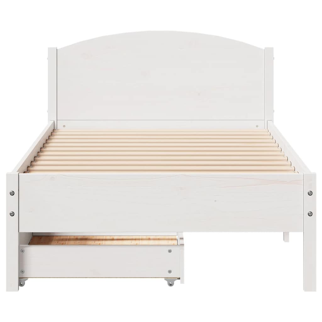 fehér tömör fenyőfa ágy matrac nélkül 75 x 190 cm