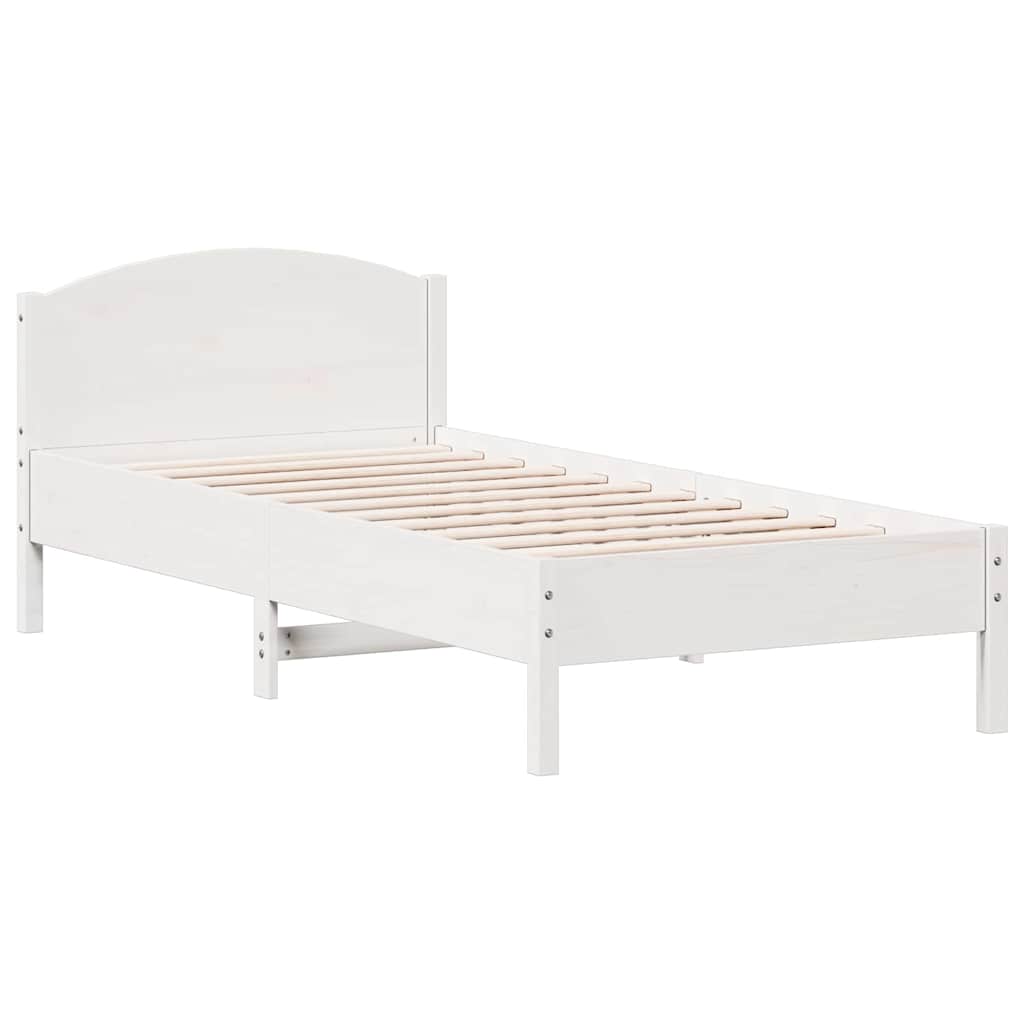 fehér tömör fenyőfa ágy matrac nélkül 75 x 190 cm
