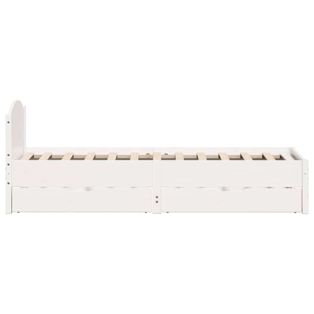 fehér tömör fenyőfa ágy matrac nélkül 75 x 190 cm