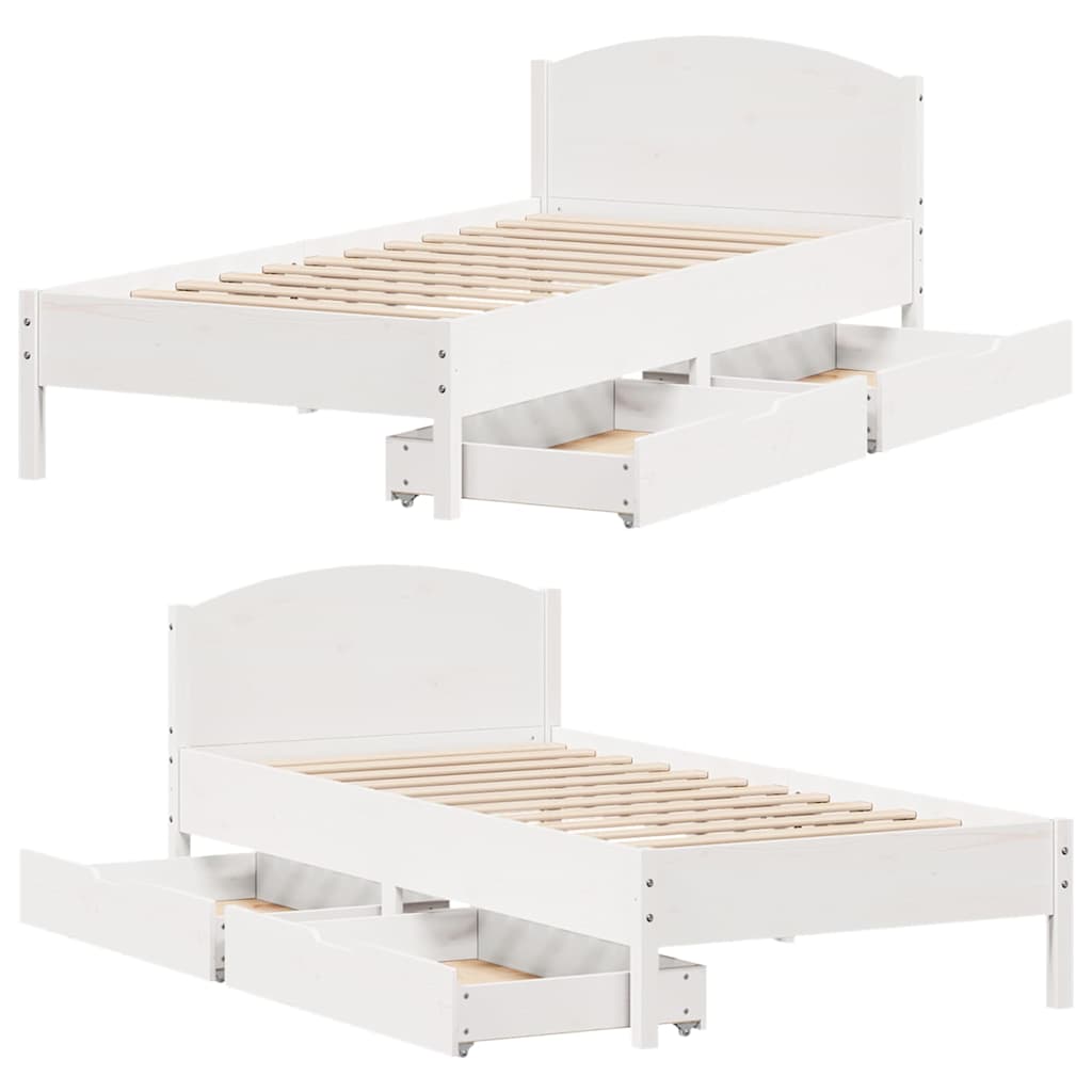 fehér tömör fenyőfa ágy matrac nélkül 75 x 190 cm