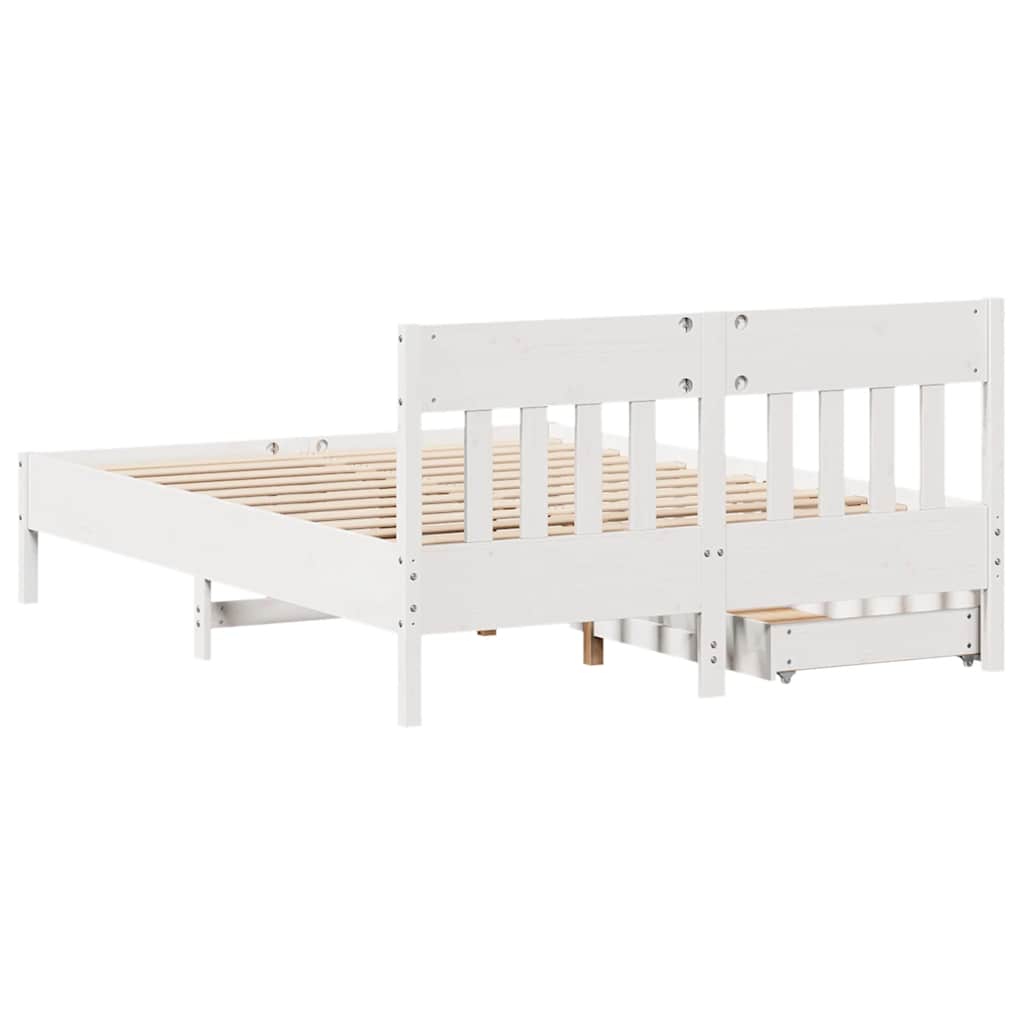 fehér tömör fenyőfa ágy matrac nélkül 140x190 cm