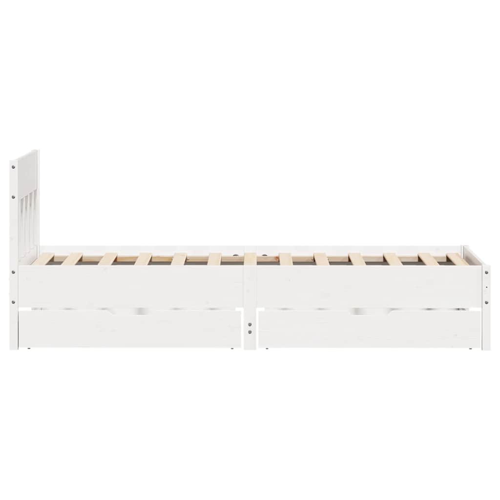 fehér tömör fenyőfa ágy matrac nélkül 75 x 190 cm