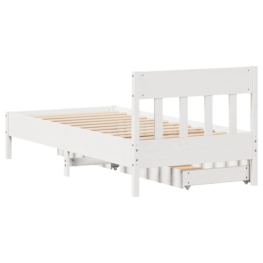 fehér tömör fenyőfa ágy matrac nélkül 75 x 190 cm