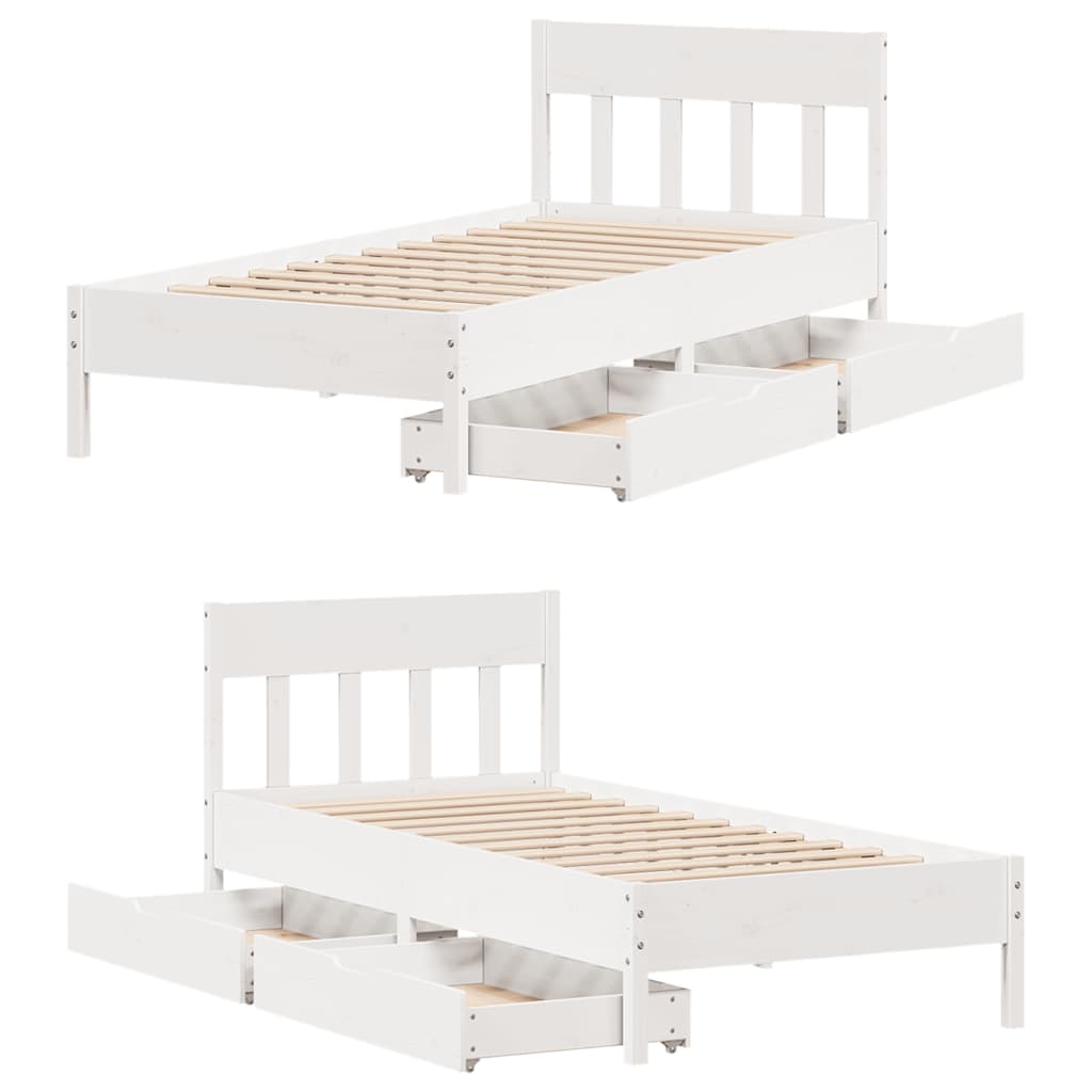 fehér tömör fenyőfa ágy matrac nélkül 75 x 190 cm