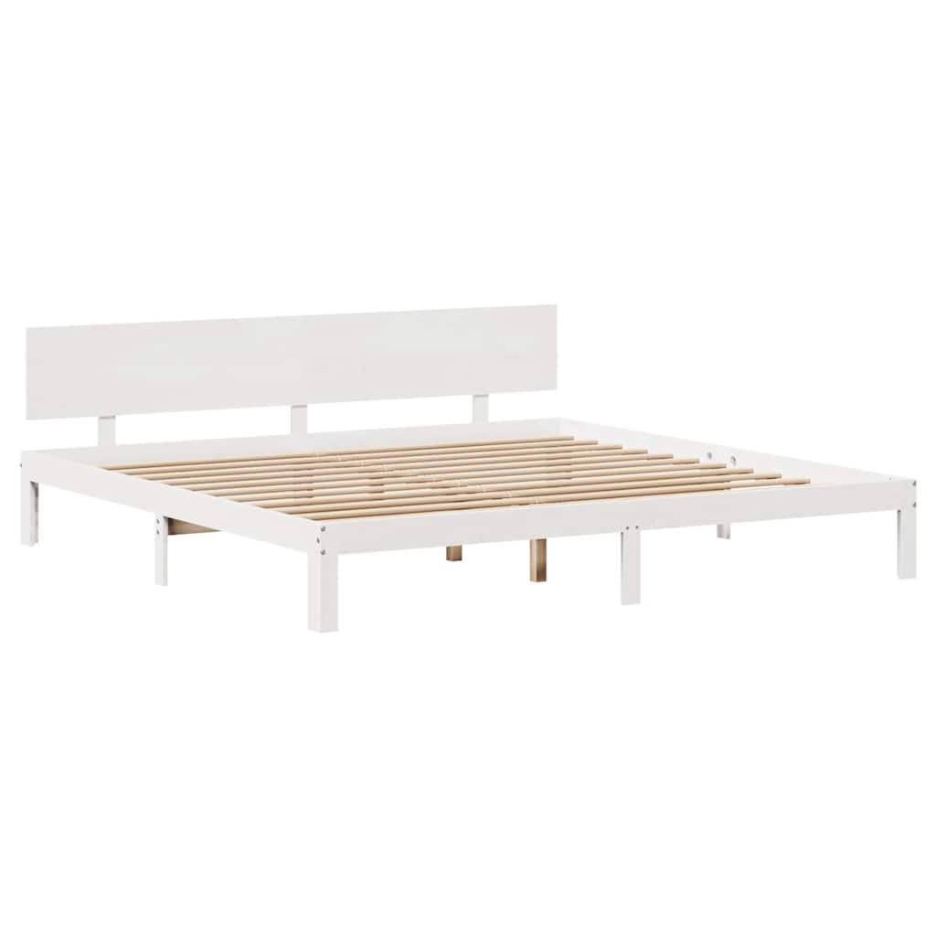 fehér tömör fenyőfa ágykeret fiókokkal 200 x 200 cm