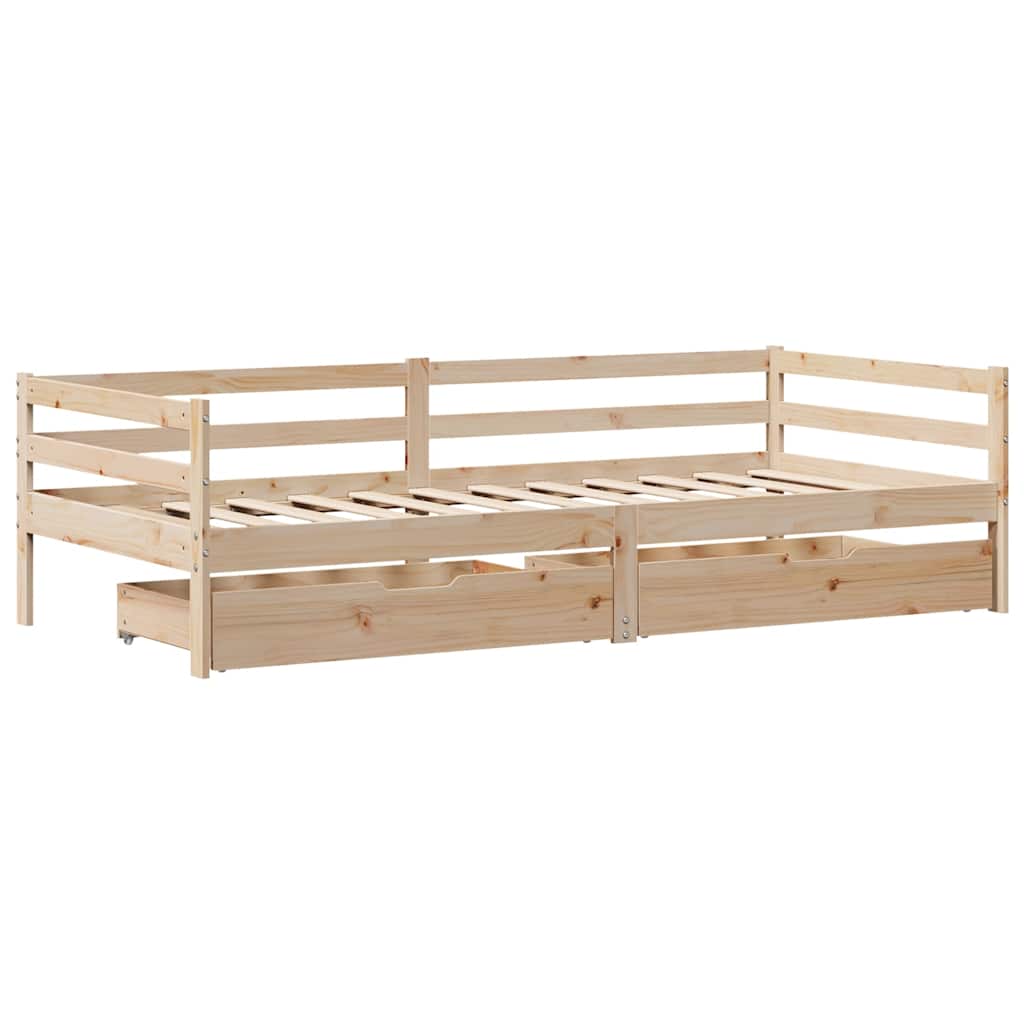 tömör fenyőfa kanapéágy fiókkal 90 x 200 cm