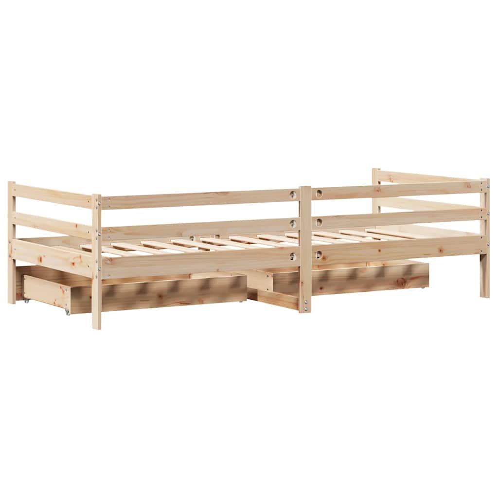 tömör fenyőfa kanapéágy fiókkal 90 x 200 cm