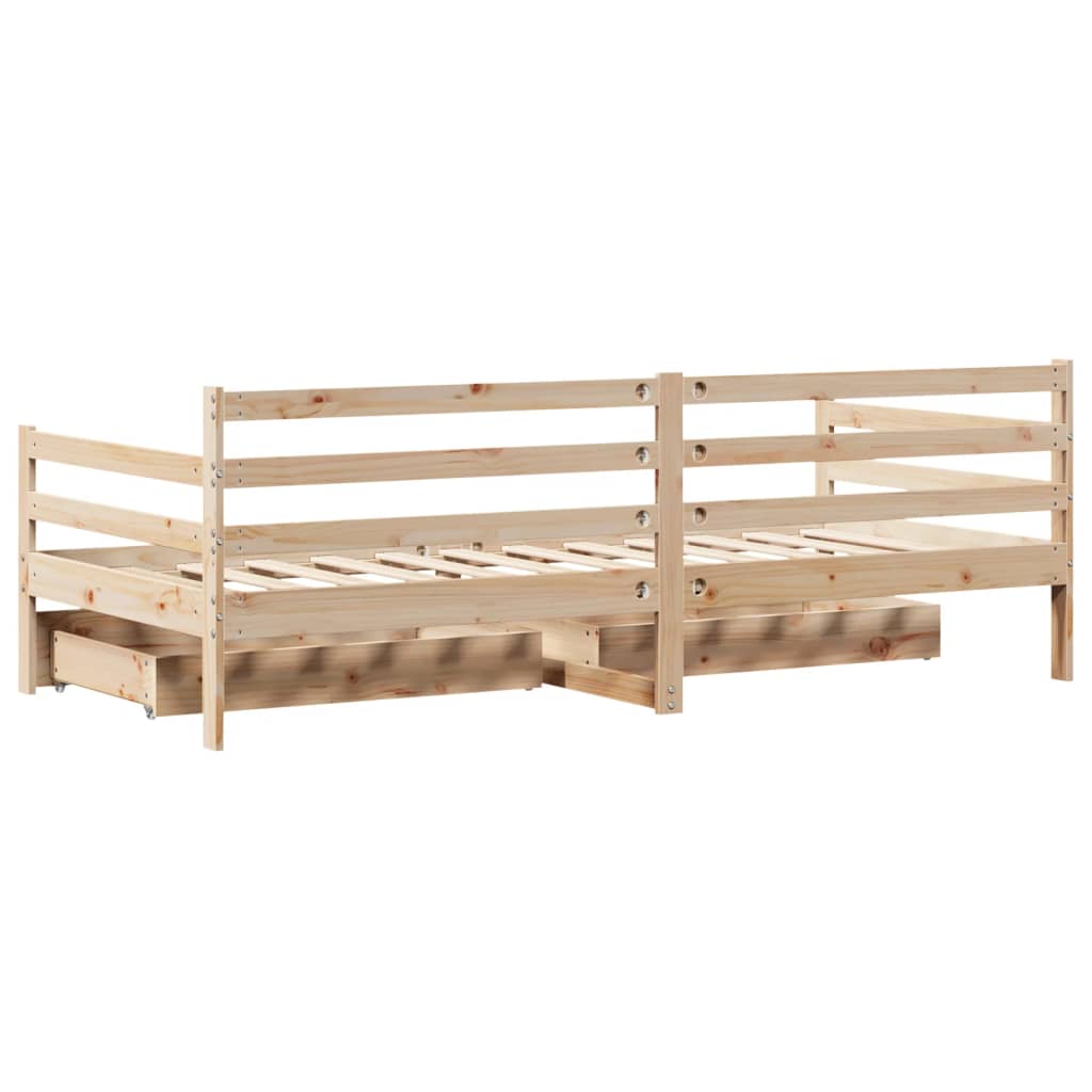 tömör fenyőfa kanapéágy fiókkal 90 x 200 cm
