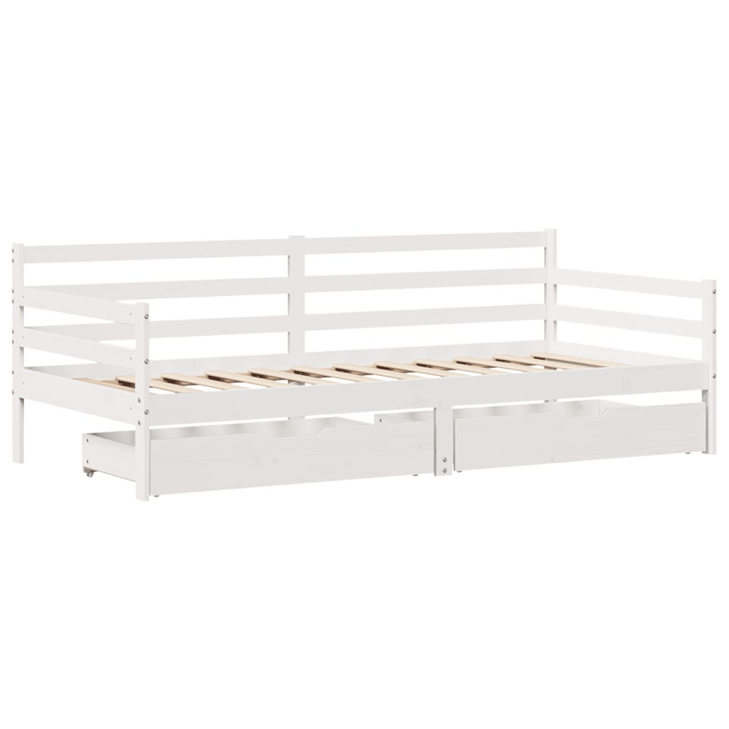 fehér tömör fenyőfa kanapéágy fiókokkal 90 x 200 cm