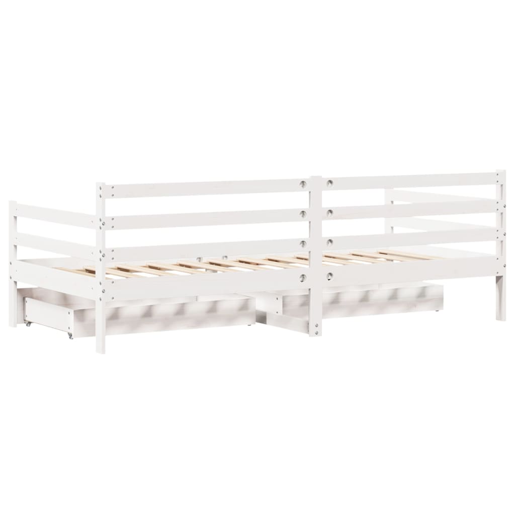 fehér tömör fenyőfa kanapéágy fiókokkal 90 x 200 cm