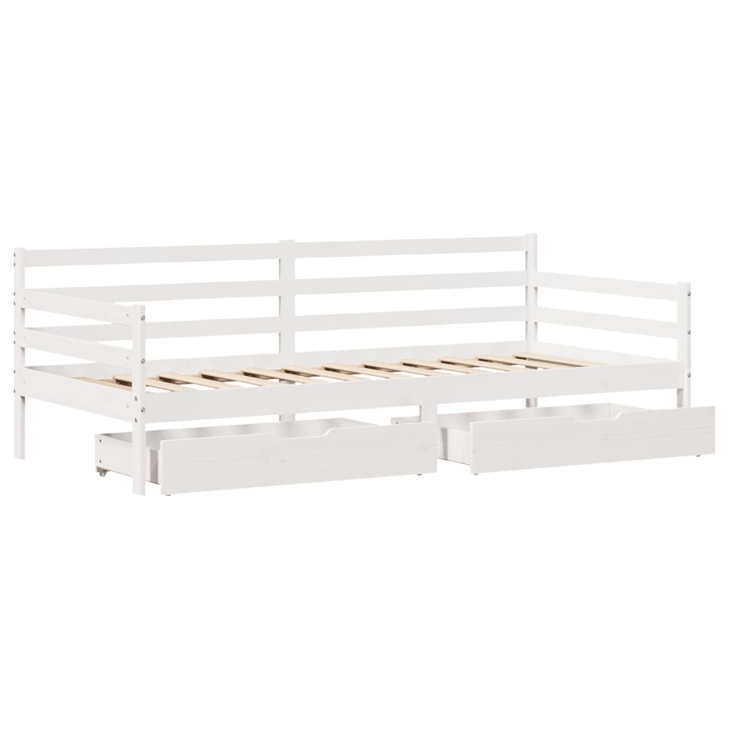 fehér tömör fenyőfa kanapéágy fiókokkal 90 x 200 cm