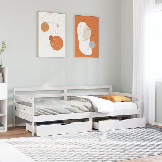 fehér tömör fenyőfa kanapéágy fiókokkal 90 x 200 cm