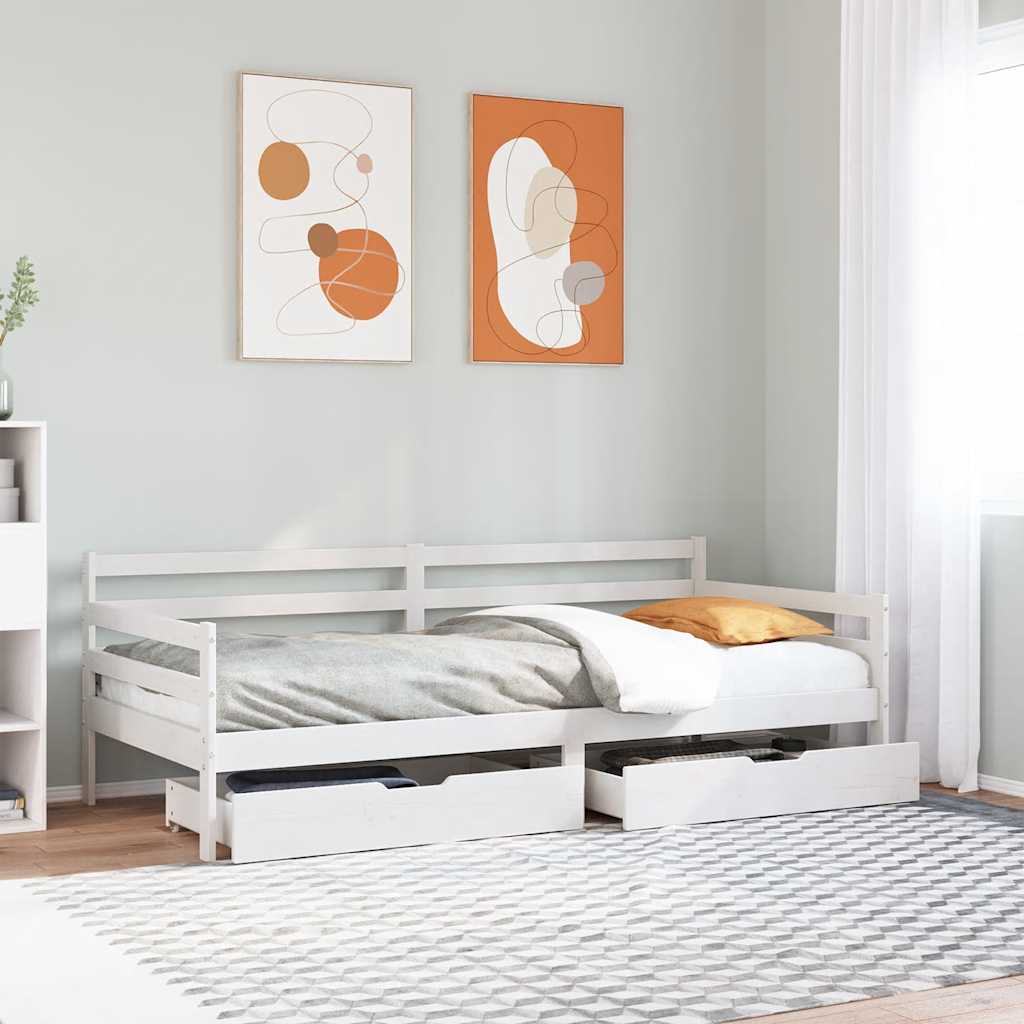 tömör fenyőfa kanapéágy fiókkal 90 x 200 cm