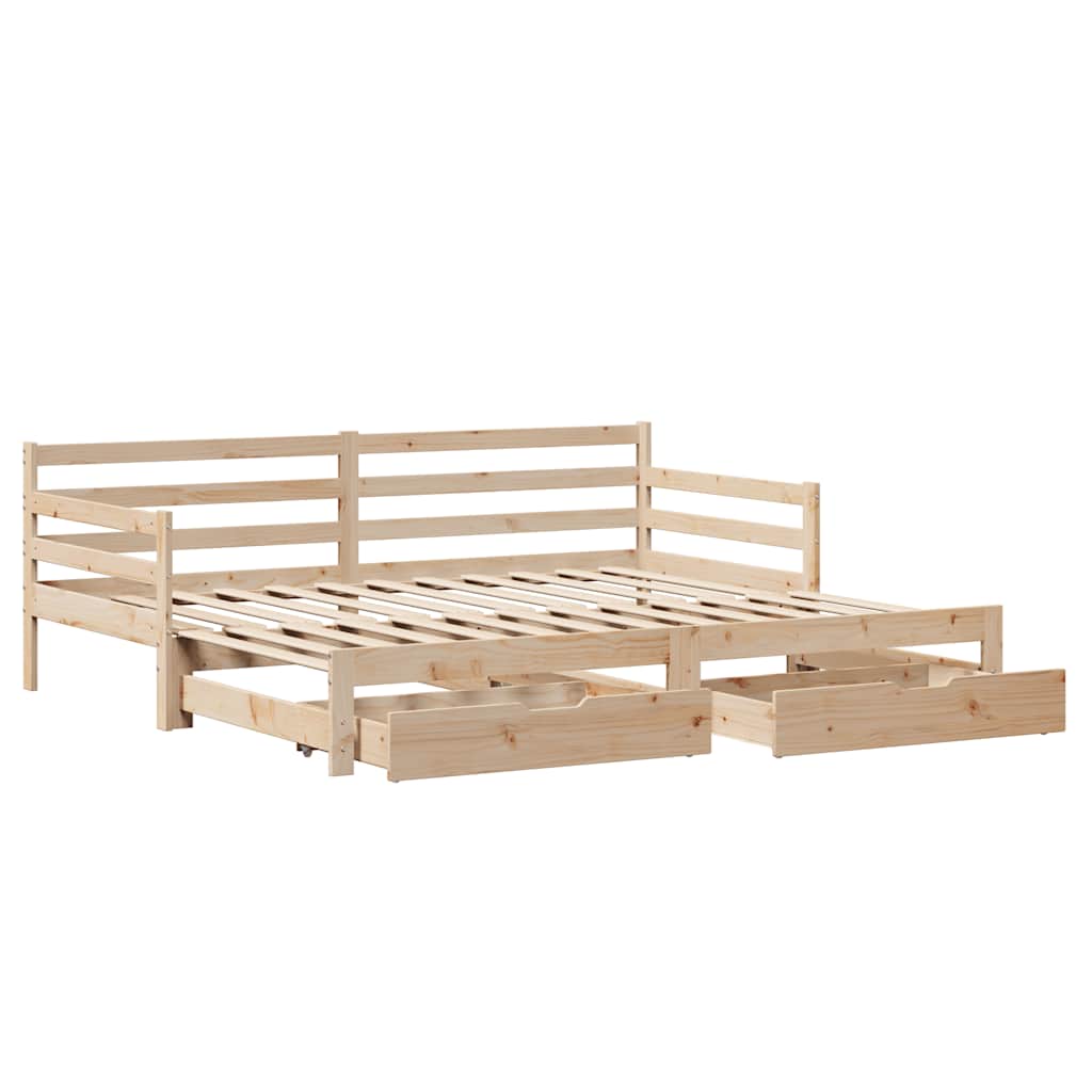kihúzható heverő fiókokkal matrac nélkül 90 x 200 cm