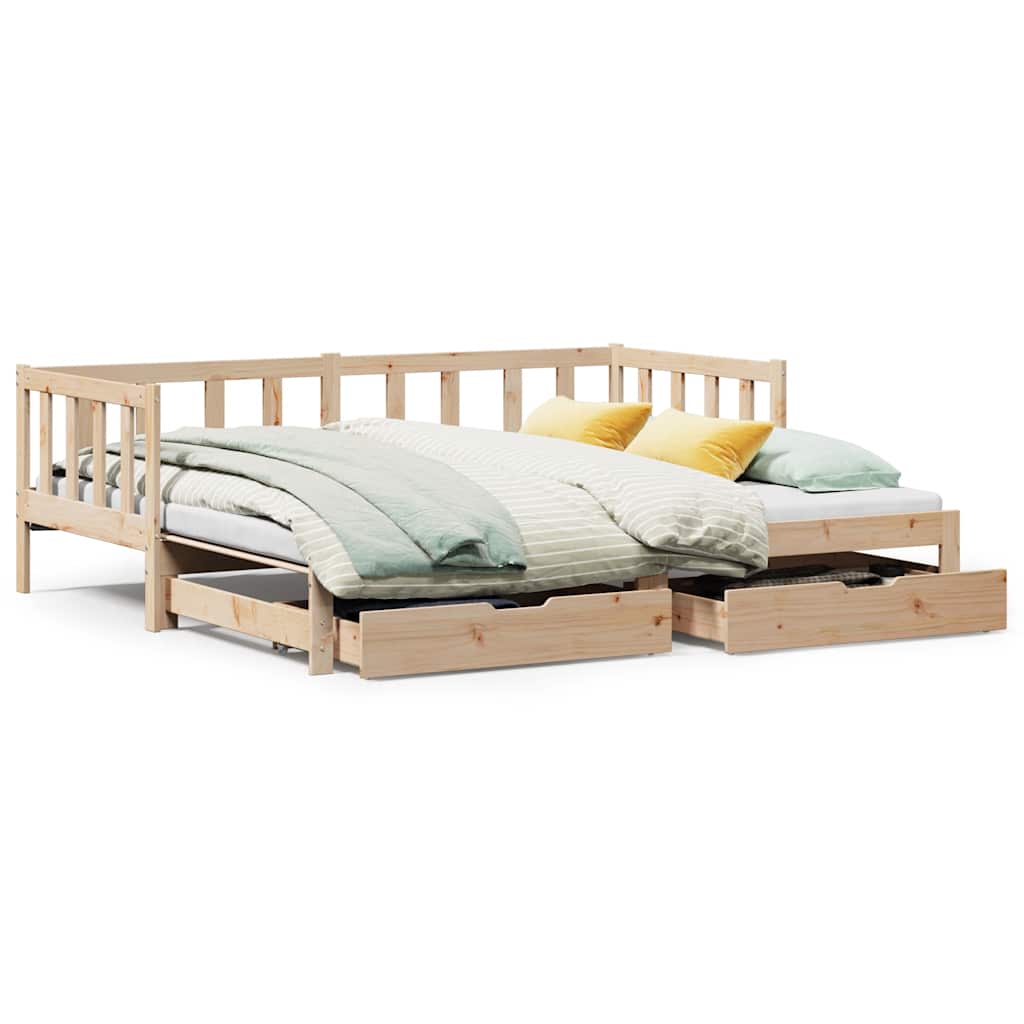 kihúzható heverő fiókokkal matrac nélkül 90 x 200 cm