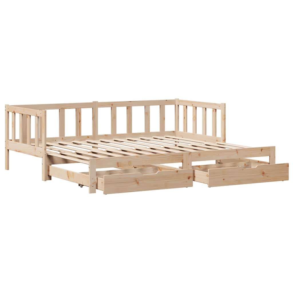 kihúzható heverő fiókokkal matrac nélkül 90 x 200 cm