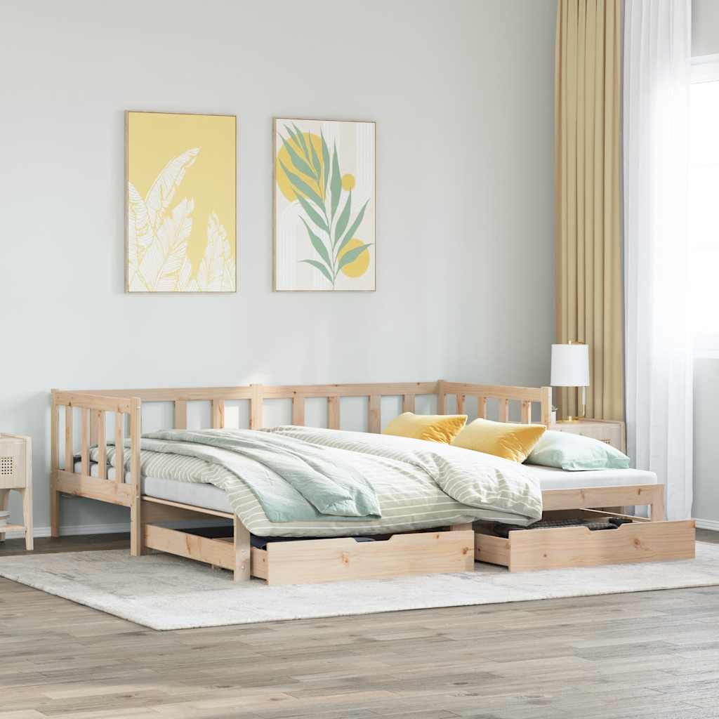 kihúzható heverő fiókokkal matrac nélkül 90 x 200 cm