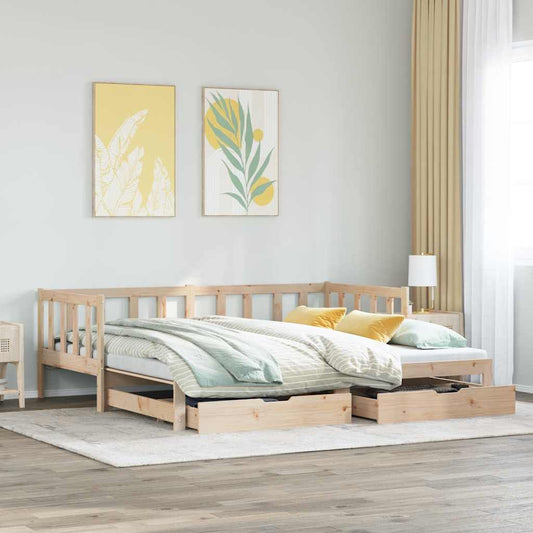 kihúzható heverő fiókokkal matrac nélkül 90 x 200 cm