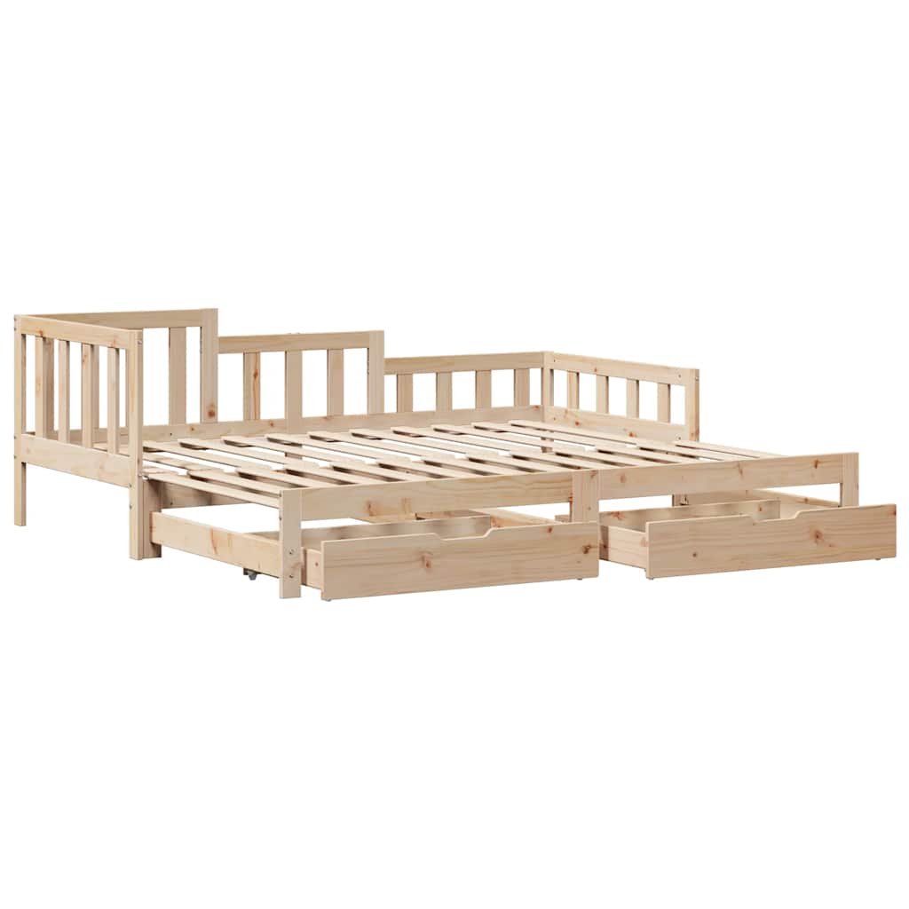 kihúzható heverő fiókokkal matrac nélkül 90 x 190 cm