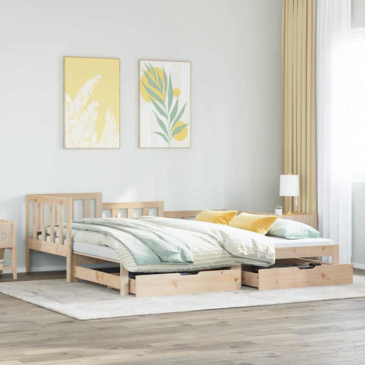 kihúzható heverő fiókokkal matrac nélkül 90 x 190 cm