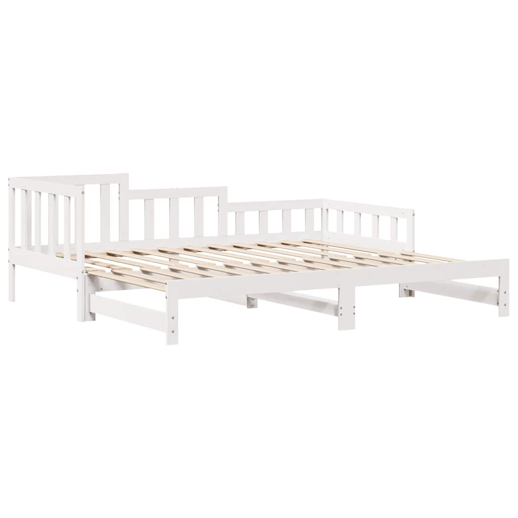 fehér kihúzható heverő fiókokkal matrac nélkül 90 x 190 cm