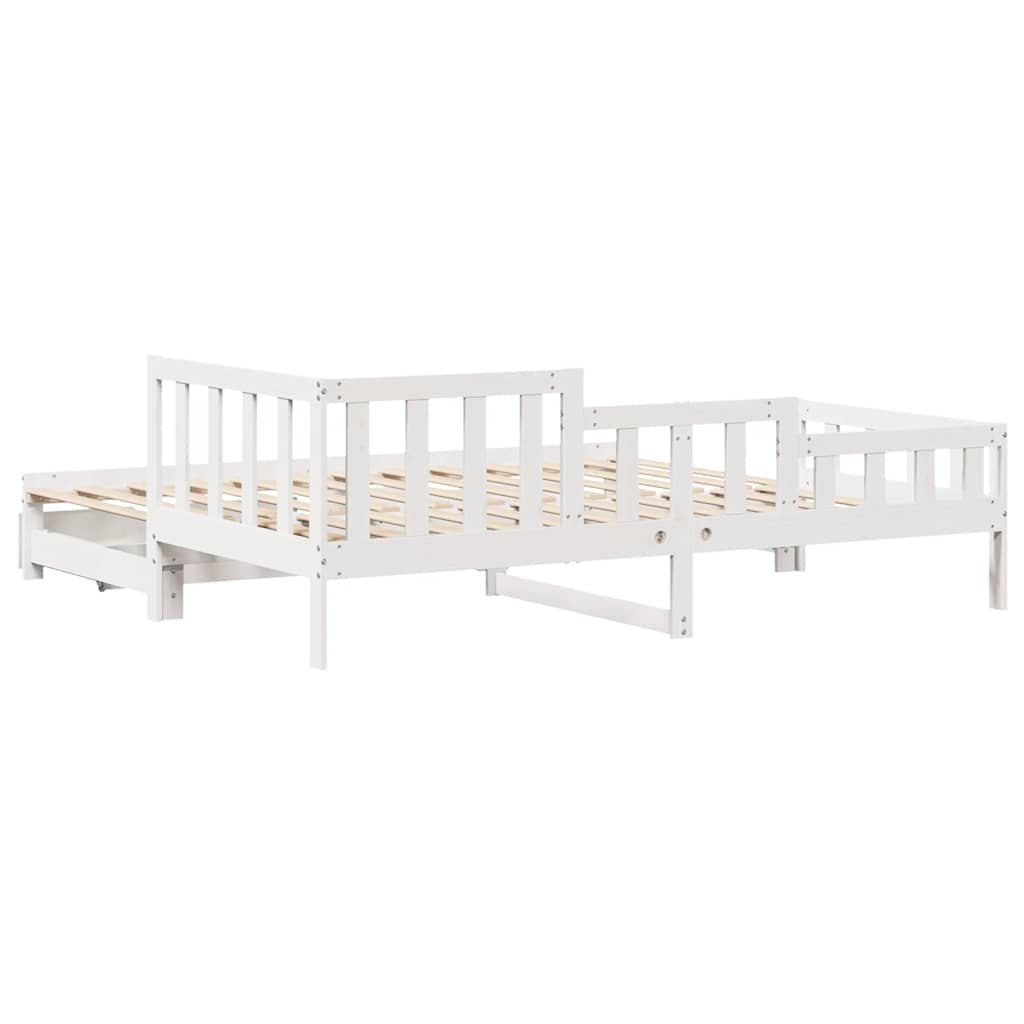 fehér kihúzható heverő fiókokkal matrac nélkül 90 x 190 cm
