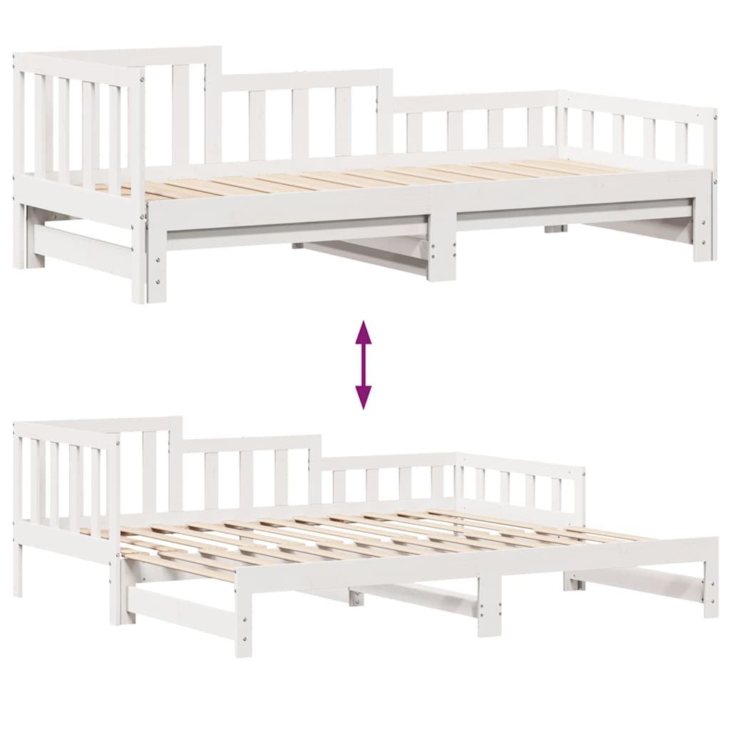 fehér kihúzható heverő fiókokkal matrac nélkül 90 x 190 cm