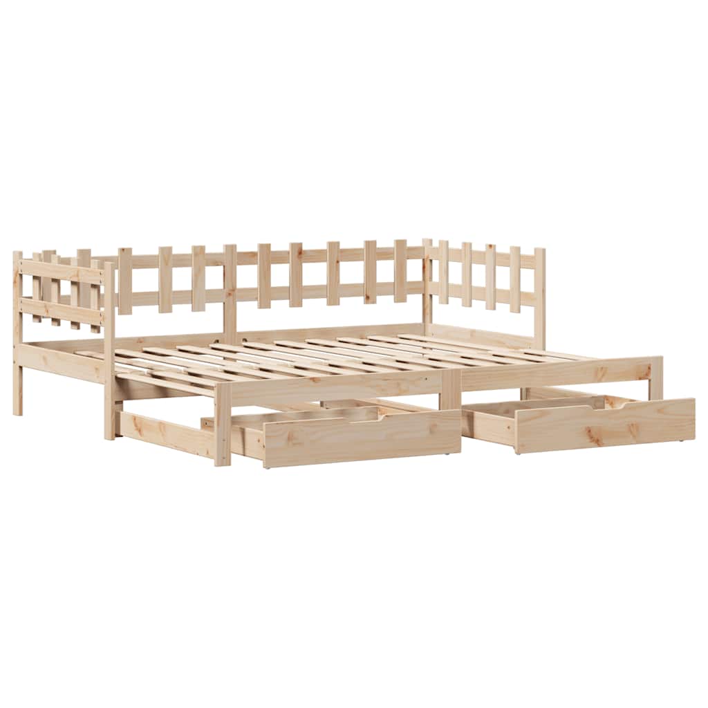 kihúzható heverő fiókokkal matrac nélkül 90 x 200 cm