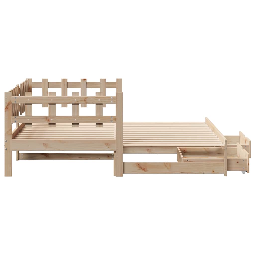 kihúzható heverő fiókokkal matrac nélkül 90 x 200 cm