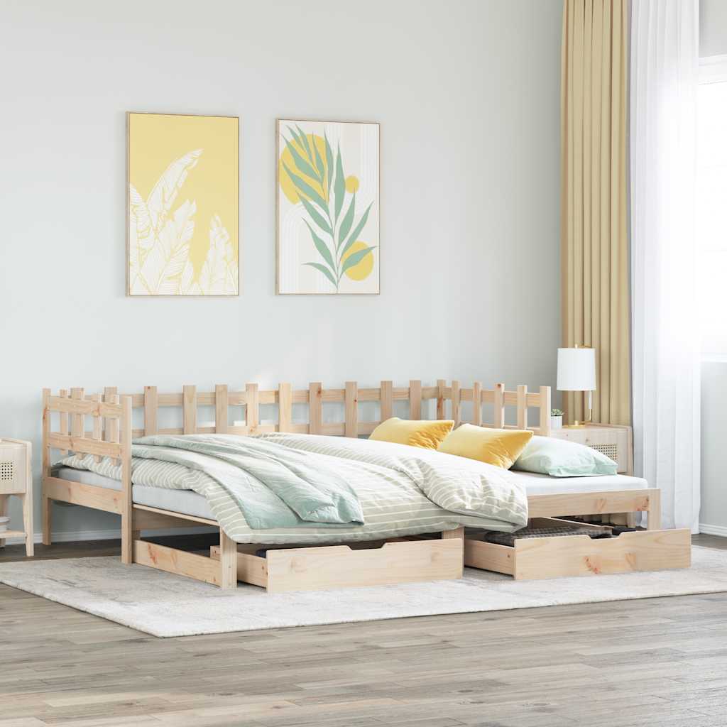 kihúzható heverő fiókokkal matrac nélkül 90 x 200 cm