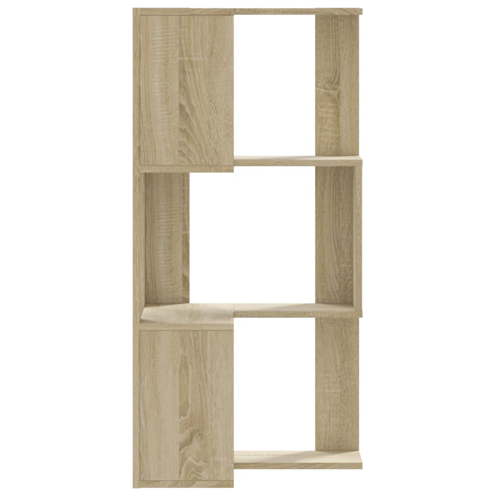3 szintes sonoma tölgy szerelt fa sarok könyvespolc 50x50x102cm