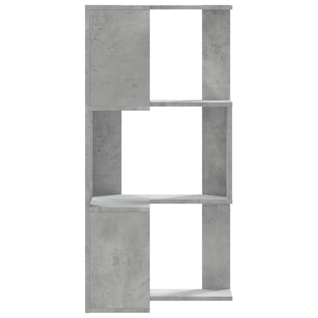 3 szintes betonszürke szerelt fa sarok könyvespolc 50x50x102 cm