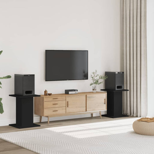 2 db fekete szerelt fa hangszóróállvány 30 x 30 x 60 cm