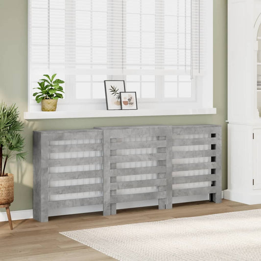betonszürke szerelt fa radiátorburkolat 205 x 21,5 x 83,5 cm