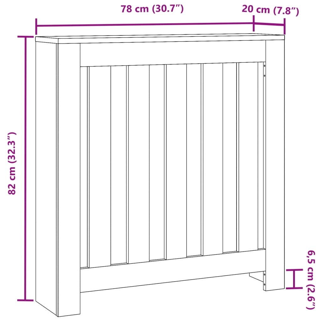 betonszürke szerelt fa radiátorburkolat 78 x 20 x 82 cm