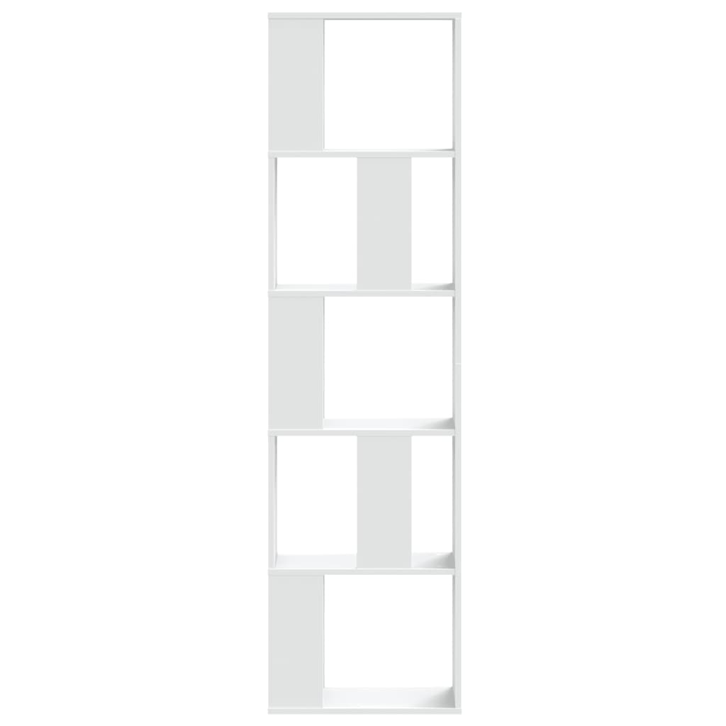 5 szintes fehér szerelt fa könyvespolc 45 x 23,5 x 162,5 cm