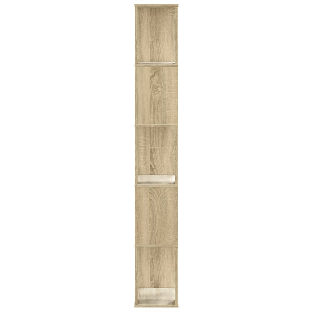 5 szintes sonoma tölgy szerelt fa könyvespolc 45x23,5x162,5 cm