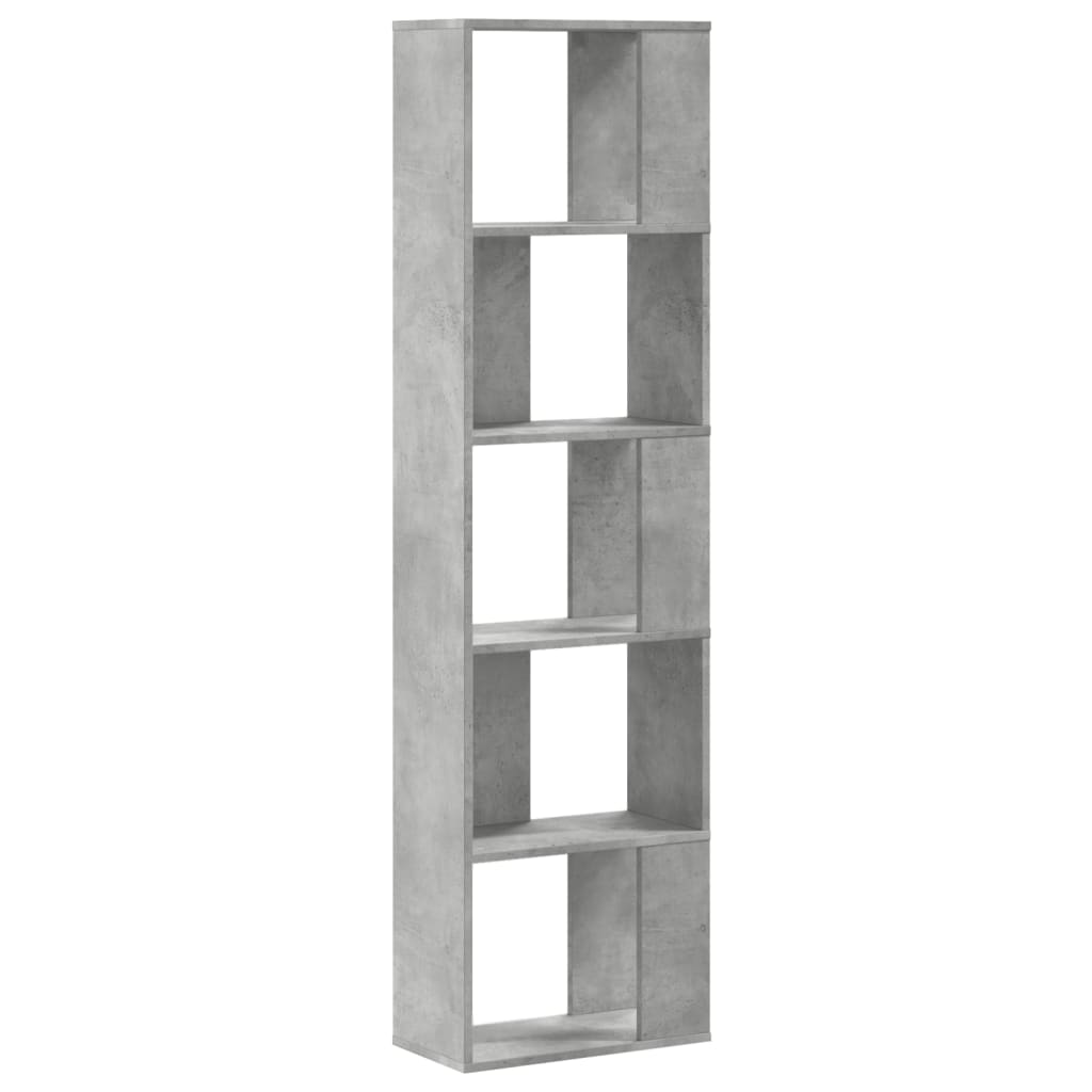 5 szintes betonszürke szerelt fa könyvespolc 45x23,5x162,5 cm