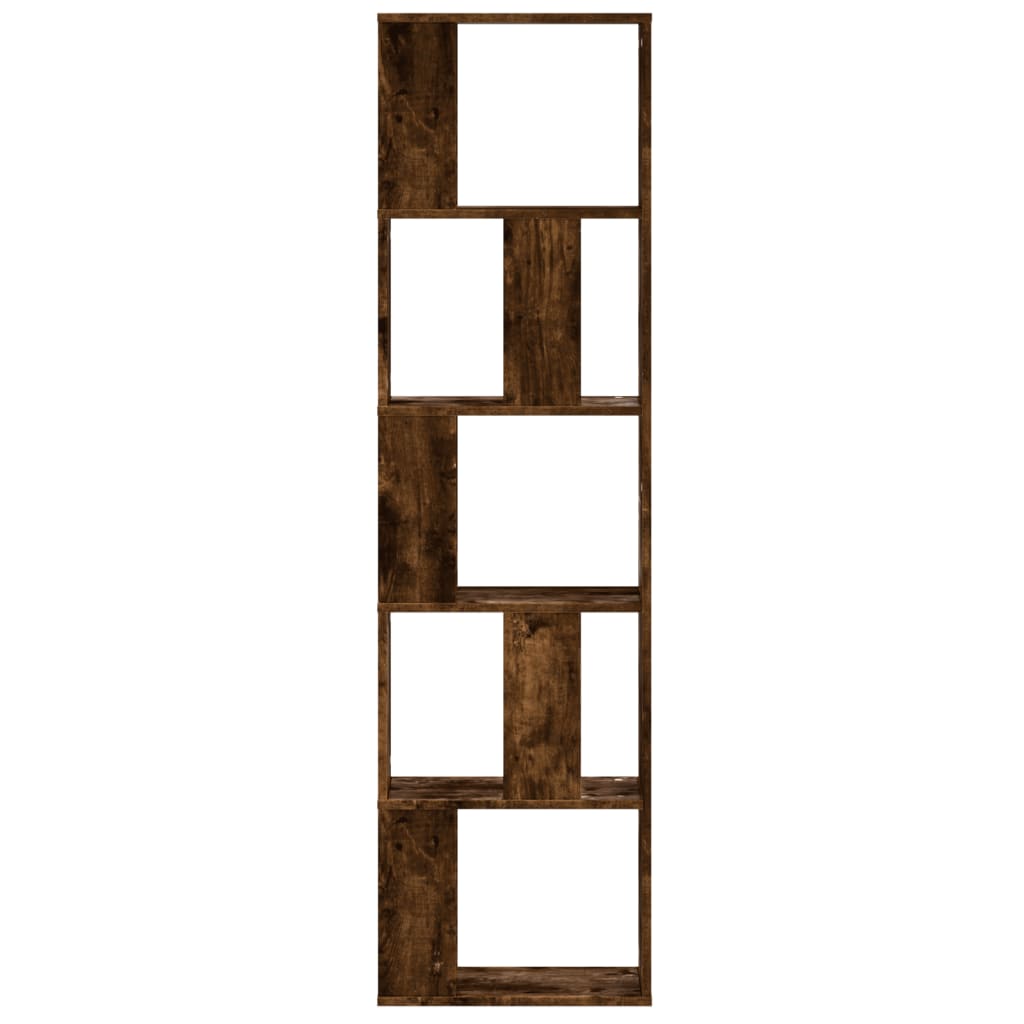 5 szintes füstös tölgy szerelt fa könyvespolc 45x23,5x162,5 cm