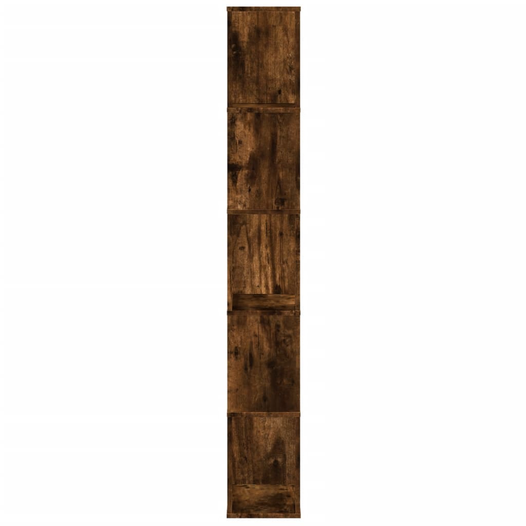 5 szintes füstös tölgy szerelt fa könyvespolc 45x23,5x162,5 cm