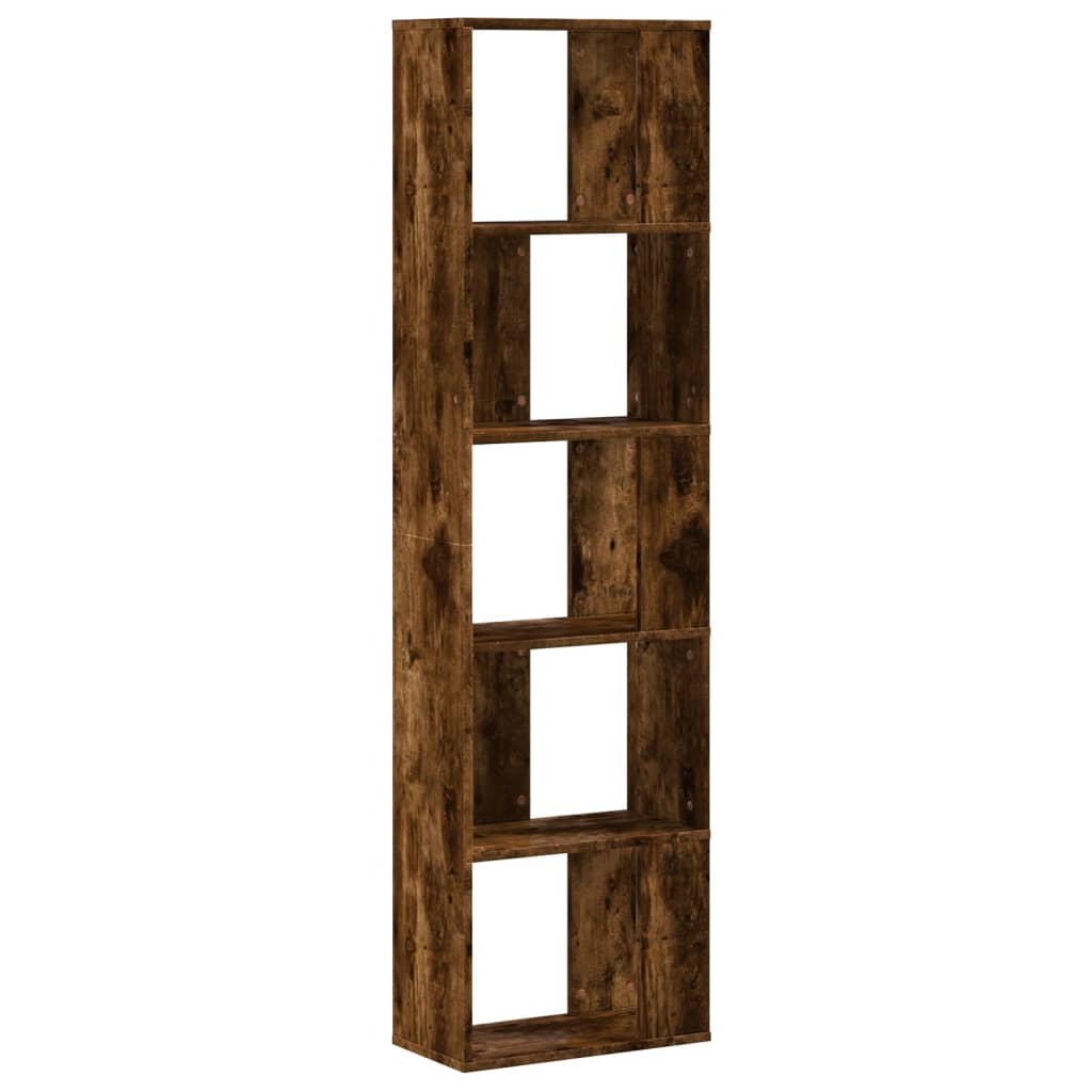 5 szintes füstös tölgy szerelt fa könyvespolc 45x23,5x162,5 cm