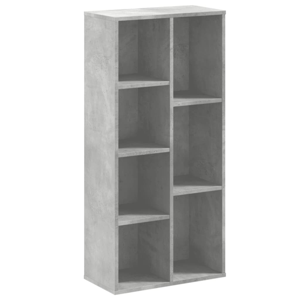 betonszürke szerelt fa könyvespolc 50x25x105 cm